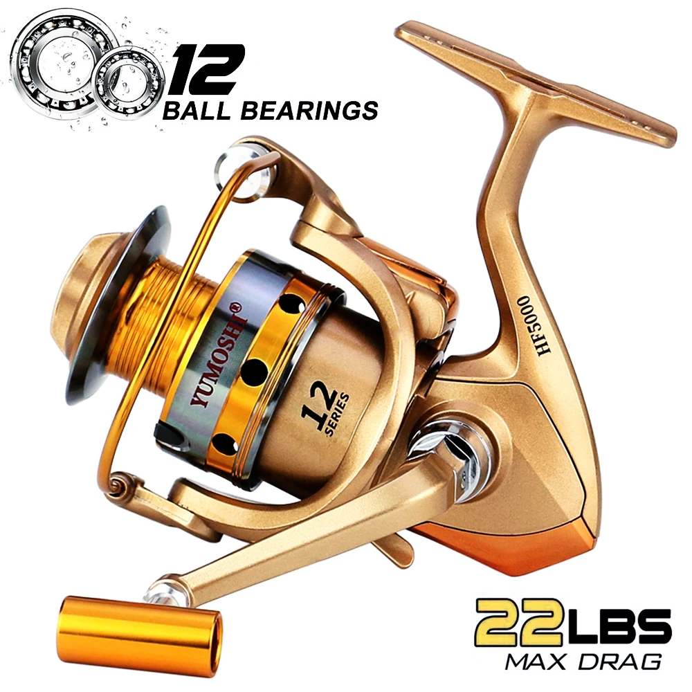 

12BB Spinning Reel 10KG Max Drag Super Light 5.5:1 Gear Ratio Fishing Reel with Aluminum Spool for Bass Pike Trout Pesca