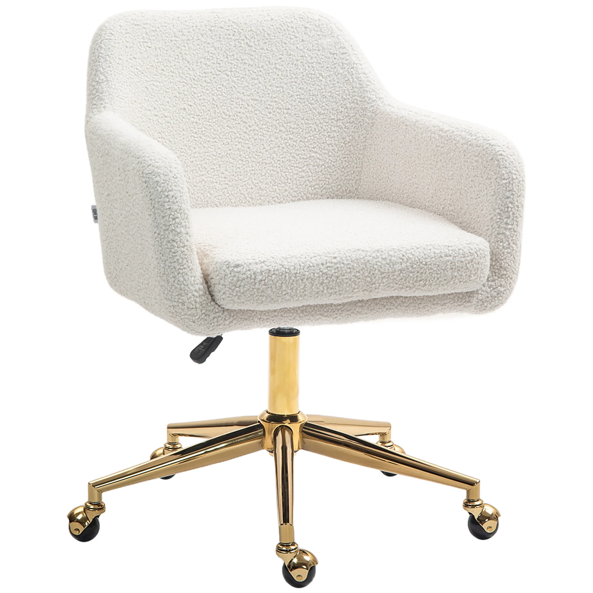 Chaise de bureau fauteuil de bureau avec roulettes hauteur réglable assise pivotante à 360° 60 x 61 x 79-88 cm crème