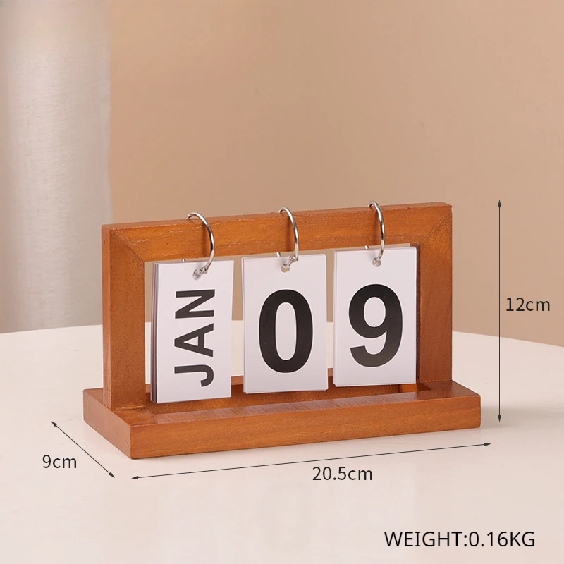 Customized Wooden Calendar with Flipping Pages Laser Engrave Personalized Bedroom Desk Wood Decorations Holiday Gifts