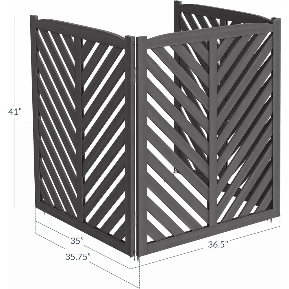 Privacy Air Conditioner Fence 3 Panels, Wooden Fence Panel Trash Can Enclosure Pool Equipment Generator for Outside Unit