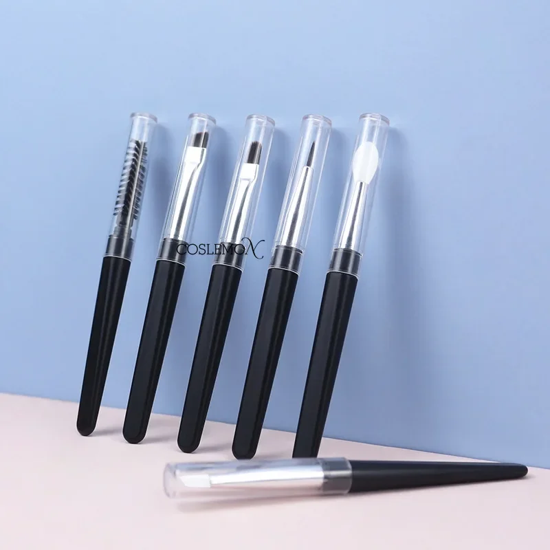 Eyeshadow Makeup Brushes with Transparent Dust Cover Travel Portable Eye Brow Lip Eyelashes Eyeliner Brush Makeup Tool