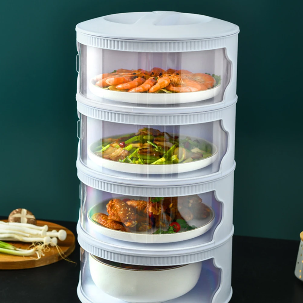 

1pc Dustproof Food Cover For Kitchen Transparent Airtight Food Protector With Sliding Door, Stackable Dish Cover, Insect Proof,