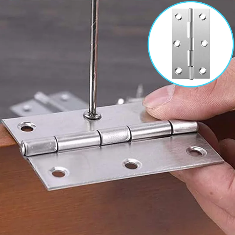 Premium 10Pcs Heavy Duty Stainless Steel Flat Hinges, for Cabinet Door Window Wooden Box Furniture Hardware