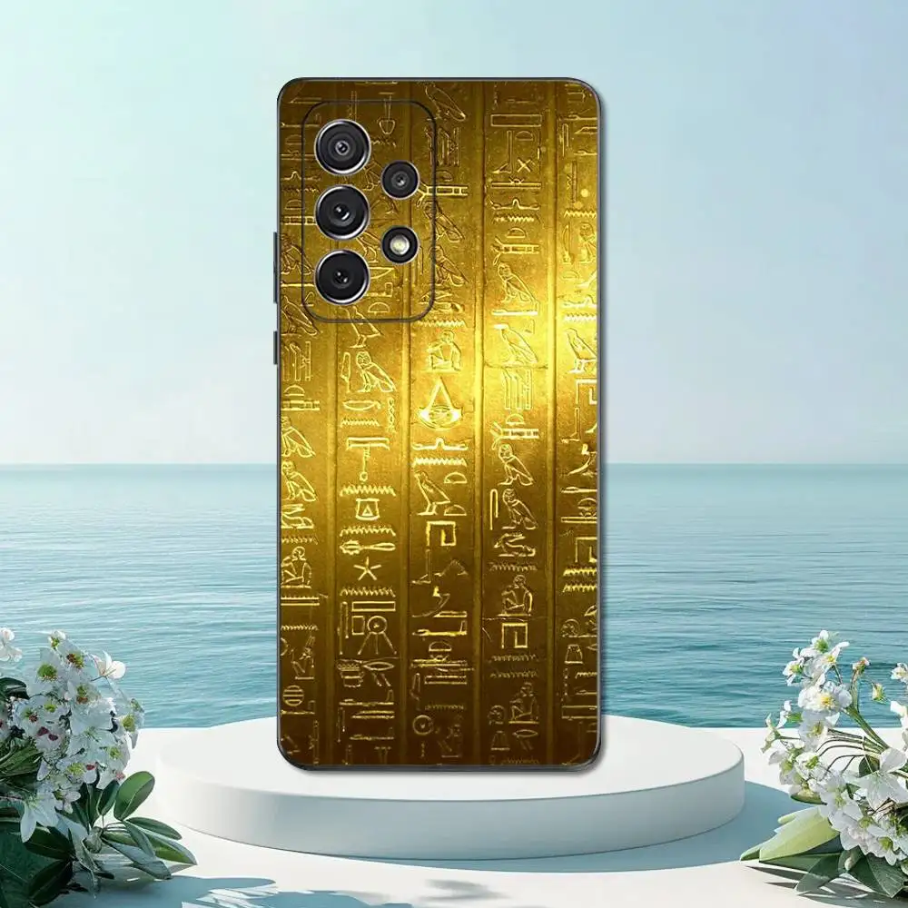 Ancient Hieroglyphics Egypt Phone Case For Samsung S22,S21,S20,S10,S9,S25,S24,S23,Ultra,FE,Plus,Lite,Soft Silicone Black Cover