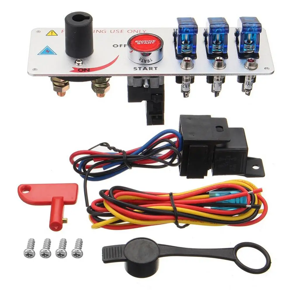 

12V Auto LED Racing Car Ignition Engine Start On/Off Push Toggle Switch Panel