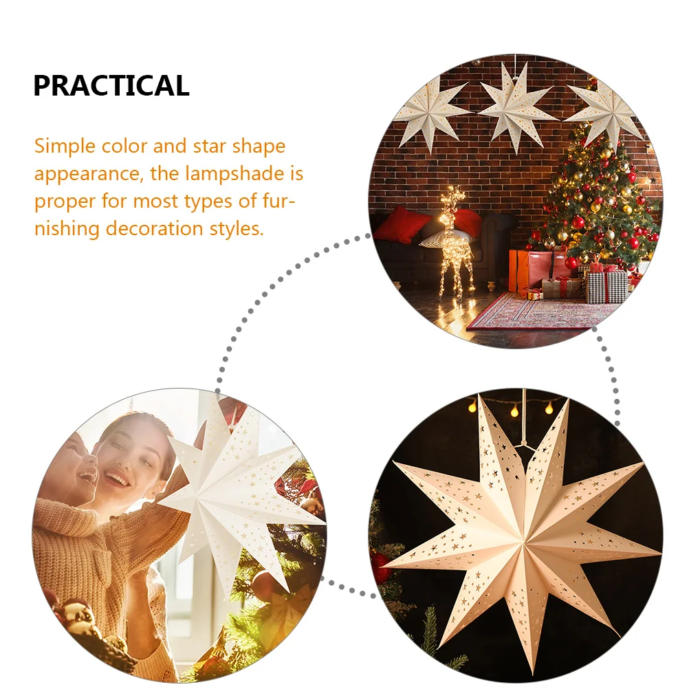 

2pcs Star Shaped Light Shade Christmas Decorative Paper Lamp Cover Replacement Hanging Lampshade Xmas Star Pendant Light