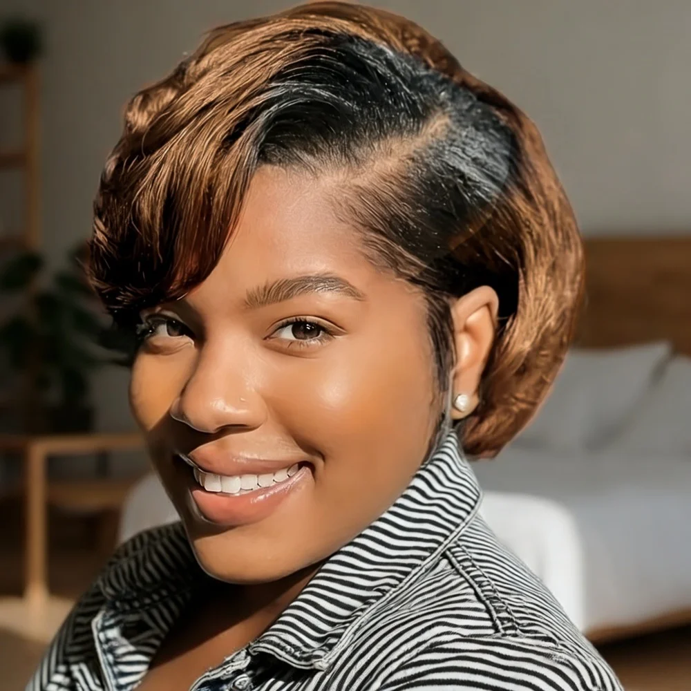 

Парик из натуральных волос 13x4 с прямой текстурой, с прозрачным кружевом, предварительно выщипанный, короткий боб, для женщин