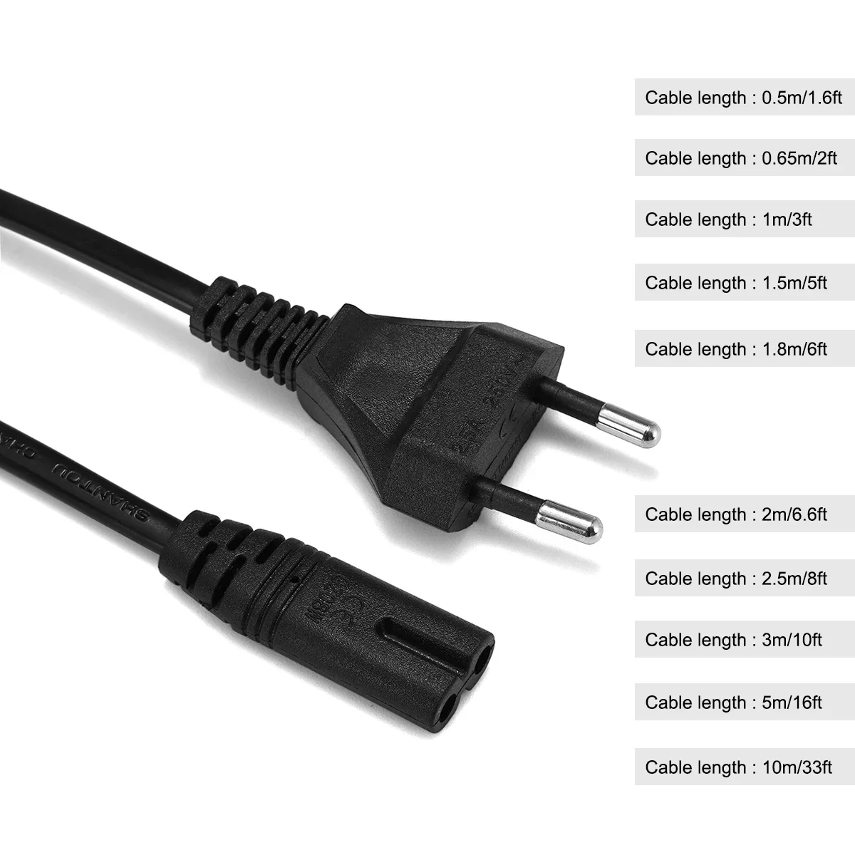 EU Plug Power Supply Cord IEC320 C7 AC Power Extension Cable For Dell Laptop Charger Canon Epson Printer Radio PS4 XBOX One S