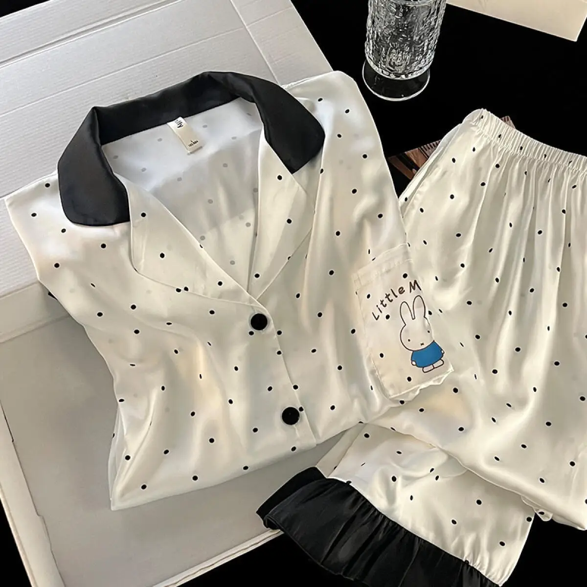 

Cute Miffy Rabbit Ice Silk Pajamas for Women In Spring Autumn Summer Long Sleeves Super Hot Soft and Sweet Home Clothes