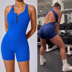 New Pad Laced Yoga Set Hip Lifting Squat Proof Shorts Sports One Piece Jumpsuit Gym Fitness Bodysuit Active Cycling Wear