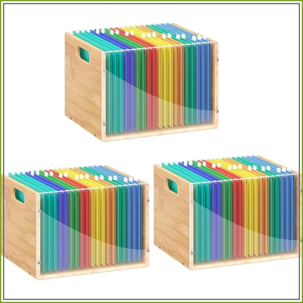 Acrylic & Bamboo Hanging File Box Organizer 9 Acrylic & Bamboo Hanging File Box Organizer