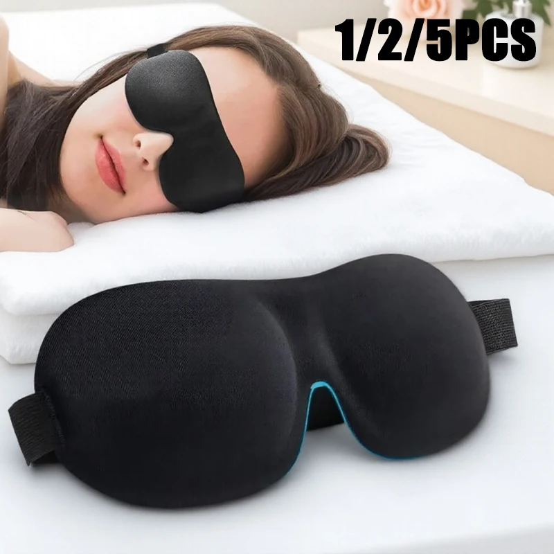 

1/2/5PC 3D Contoured Cup Sleep Mask Black Night Light Blocking Blindfold Breathable Ultra-Soft Skin-Friendly Unisx Eye Mask