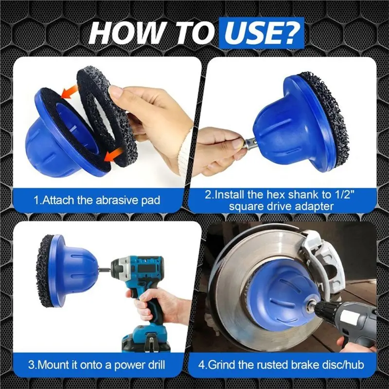 AB11-Wheel Hub Brush Cleaning Set 1/2 Inch Ball Head Sander With 2 Pieces Grinding Wheel For Rust Removal Of Wheel Hubs