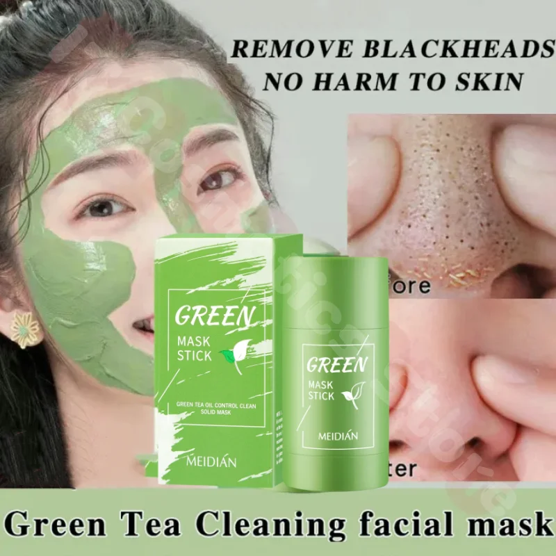 Original Facial Remove Blackhead Green Tea Solid Mask Treat Acne Blemish Black Dots Clean Stick Cream Shrink Pores Skin Care ﻿