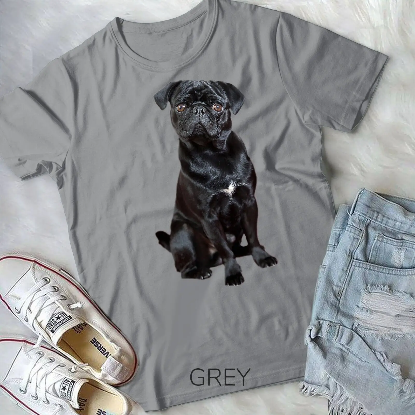 

Black Pug Dog For Dog Mom Dad Funny Cute Black Pug T-Shirt Unisex T-shirt