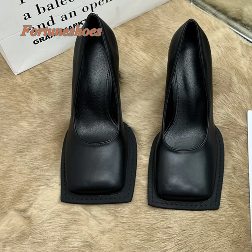 

Square Toe Shallow Pumps Chunky Heel Solid Slip On Women Shoes Genuine Leather Fashion Casual Spring/autumn 2024 Newest Pumps