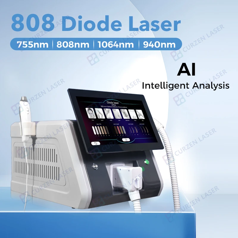 Professional Diode Laser 4 Wavelength 10Hz 755 808 940 1064Nm Permanent Diode Laser Hair Removal Machine Skin Analysis