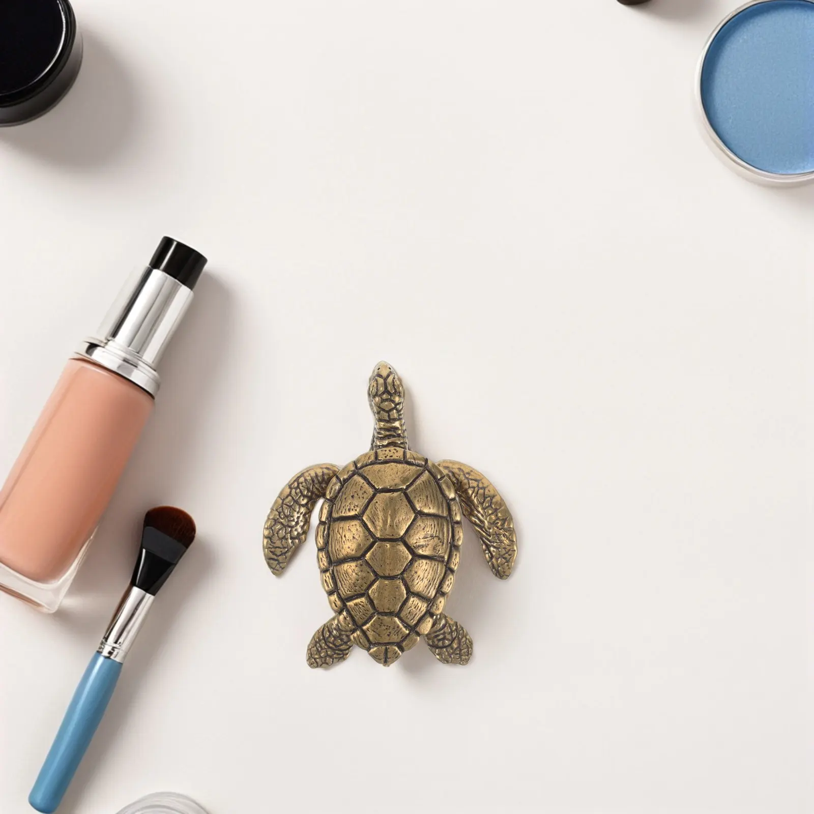 Brass Turtle Jewelry Box Vintage Hinged Animal Jewelry Holder for Women Sea Turtle Shape Mini Ring Organizer Decorative Ornament