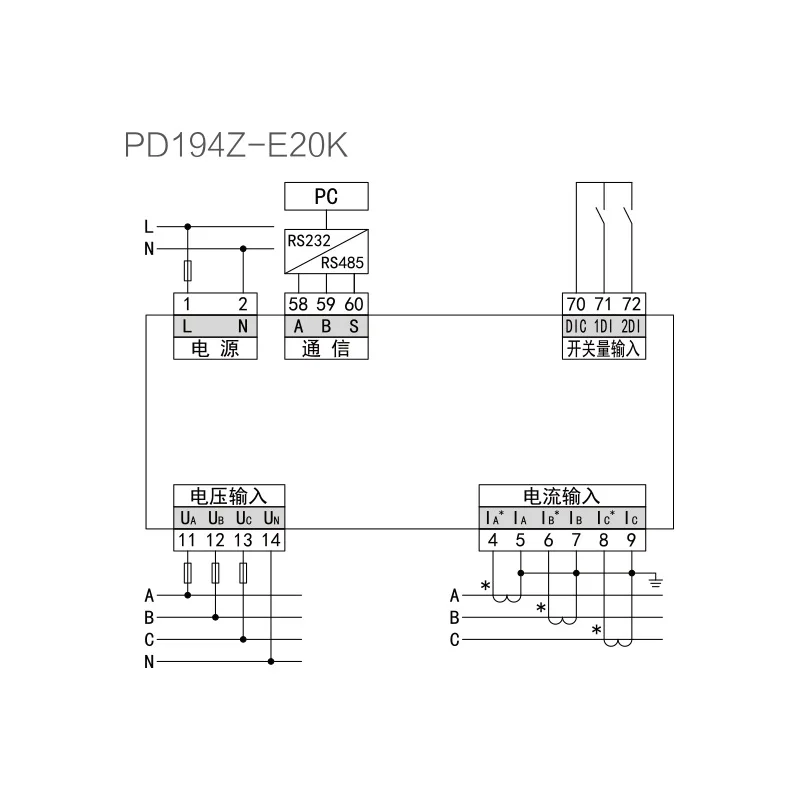 Rail type installation Intelligent energy efficiency monitoring end point Multifunctional power meter