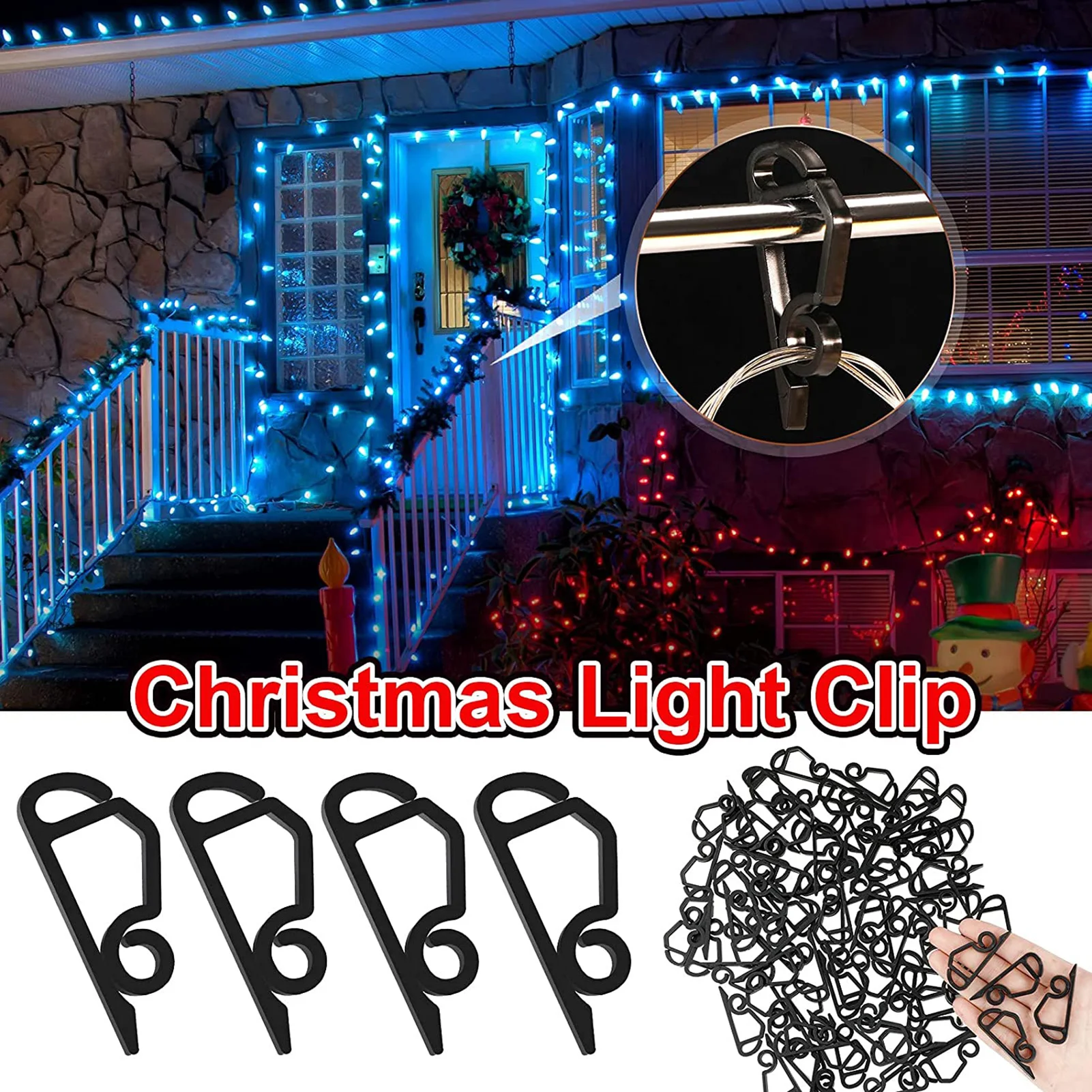 100 pezzi di plastica a forma di S gancio grondaia Heavy Duty Clip gancio per appendere per matrimonio di natale luci di fissaggio per esterni String Light Hook