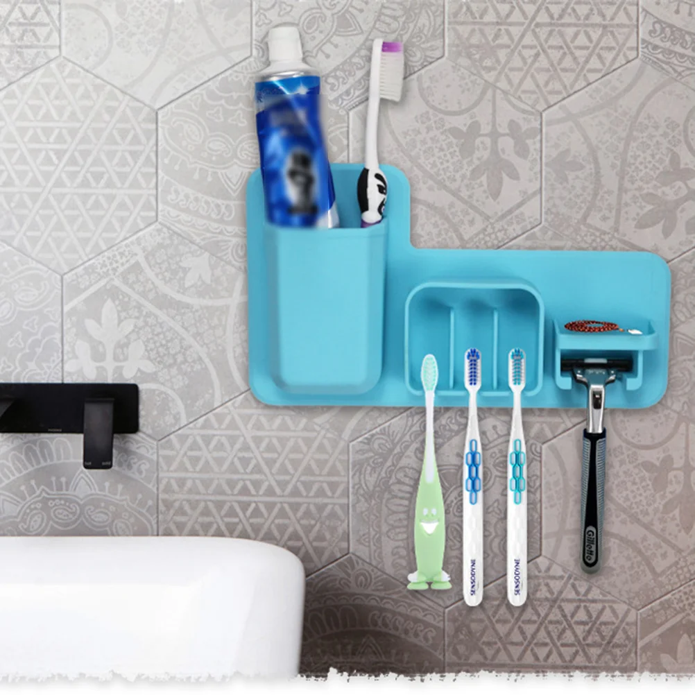 Toothbrush Holder Wall Mounted Stand Creative Suction Wall-mounted Toothpaste Holders Silicone