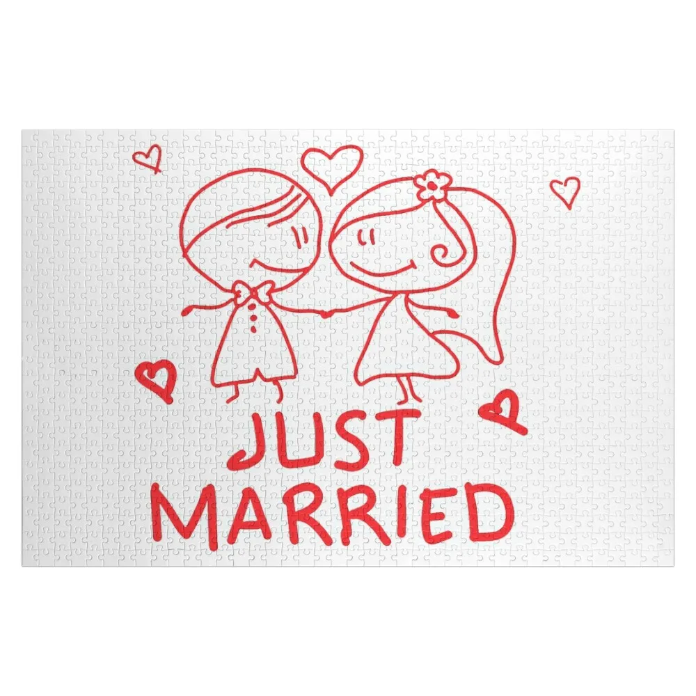 Just Married, Simple Yet Elegant, Minimalist, Cute, Adorable Jigsaw Puzzle For Children Personalized For Kids Puzzle