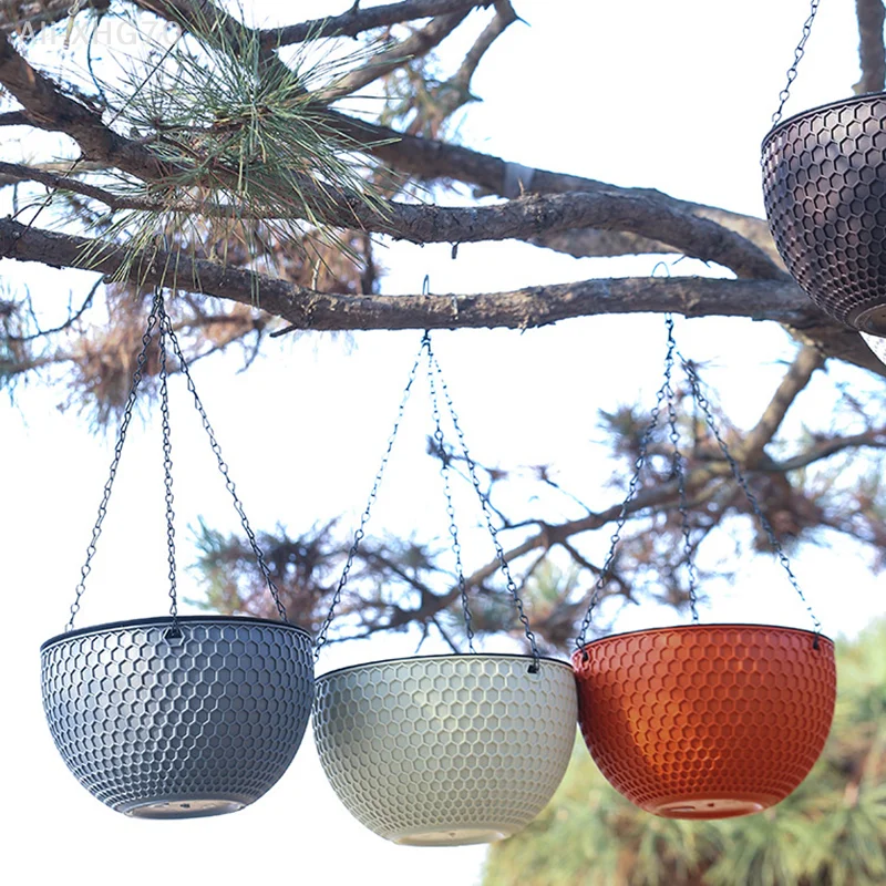 

1pcs Hanging Basket Flowerpot Garden Plastic Flowerpot Outdoor Flowerpot Chain Type Plant Hanging Basket Flowerpot
