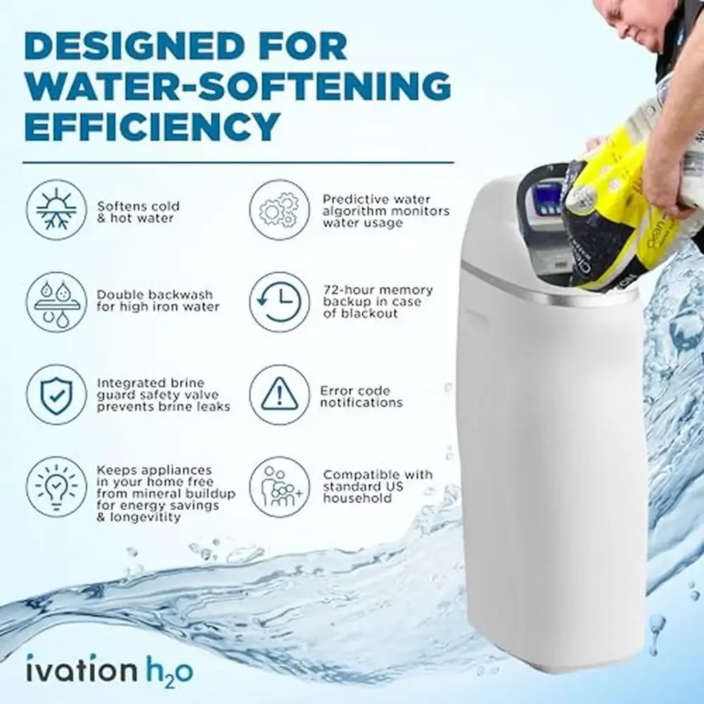 Sistema suavizante de agua doméstico de 32,000 granos con tecnología cerámica patentada Regeneración eficiente Intercambio de iones avanzado NSF/ANSI