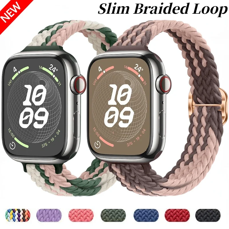 

Nylon Strap For Apple Watch 10 9 8 7 46mm 45mm 42mm 41mm Ultra 2 49mm Adjustable Braided Belt iWatch 6 5 4 3 SE2 44mm 40mm Band