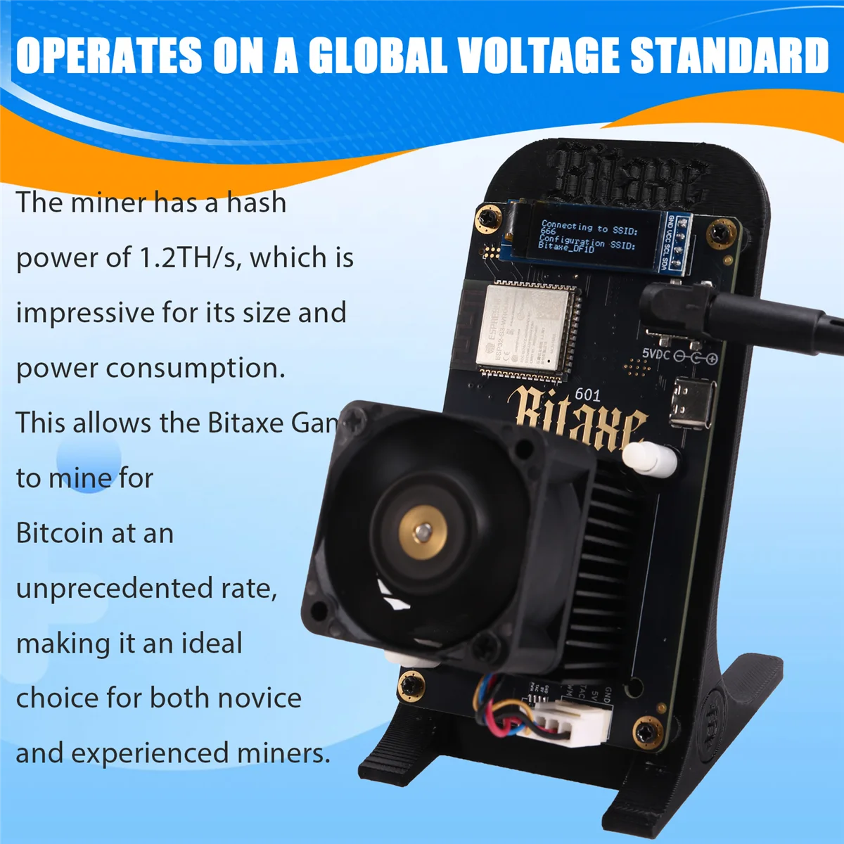 X09ABitaxe Gamma 601 Solo Miner 1.2TH/S 18W BM1370 Asic Chip من Antminer S21 Pro Bitcoin BTC Miner مع قوس الولايات المتحدة التوصيل