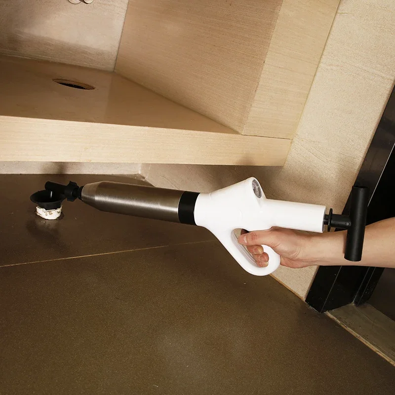 Pneumatischer Toilettenreiniger aus Edelstahl, Hochdruck-Set zur Entfernung von Rohrverstopfungen im Haushalt – Detail 13
