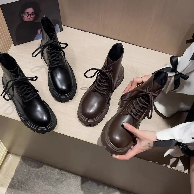 

Женские ботильоны, осень-зима 2021, модные женские короткие ботинки с круглым носком на низком каблуке и платформе, повседневные осенние женские ботинки Botas Mujer