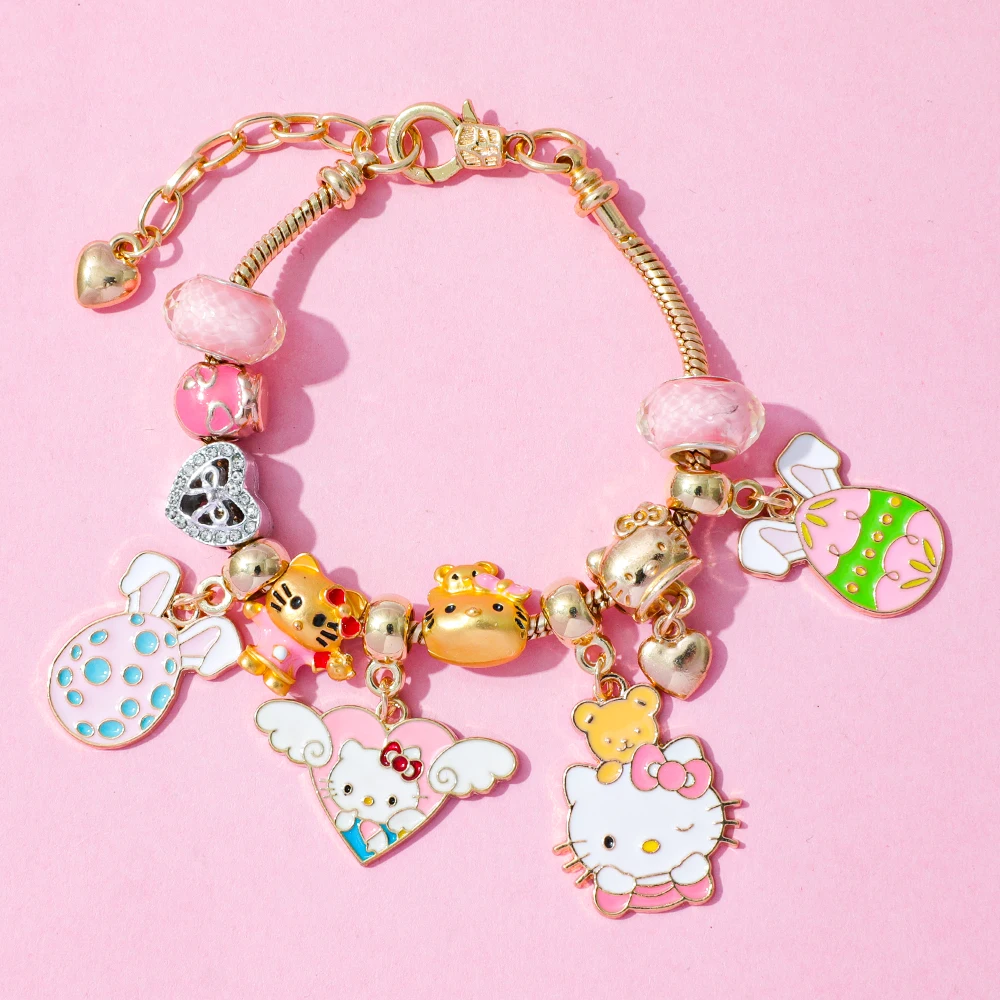 Kawaii Cartoon HelloKitty DIY Armband Emaille Anhänger Perle DIY Blind Box Kreative Spielzeug Schmuck Zubehör Geschenk für Kinder