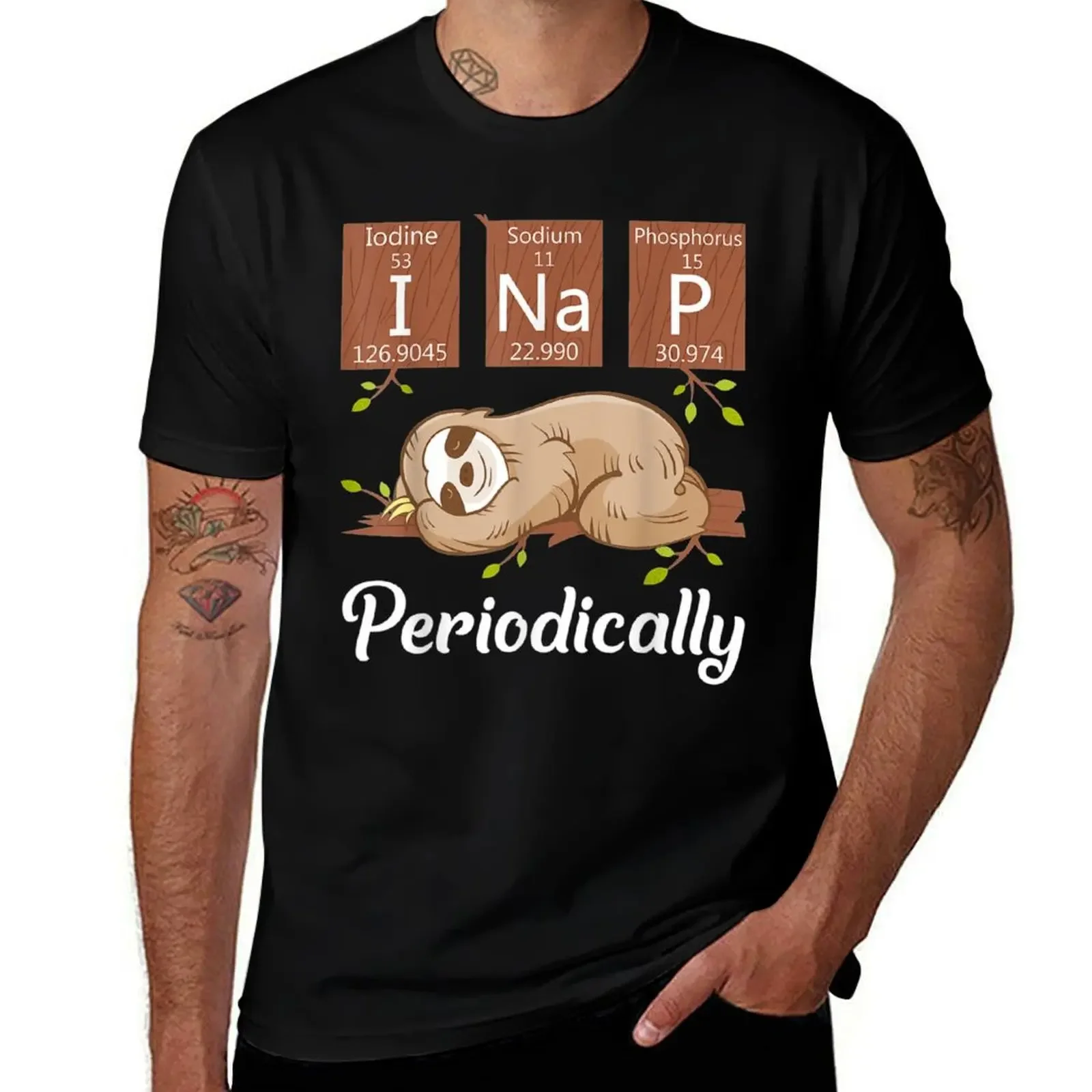 

I Nap Periodically Funny Chemistry Lazy Sloth Tee T-Shirt oversize t-shirts man t shirt for men