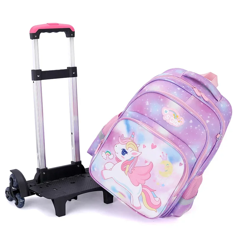 New Mochilas Escolares Trolley School Bags for Girls Back To School Backpack Rolling Cartables Scolaires Filles Student Cartable