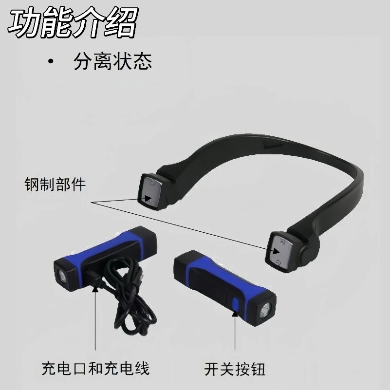 Neck Worn Rechargeable Work Light Bendable Magnetic Fixing Lamp Auto Repair Inspection Portable Lighting Tool