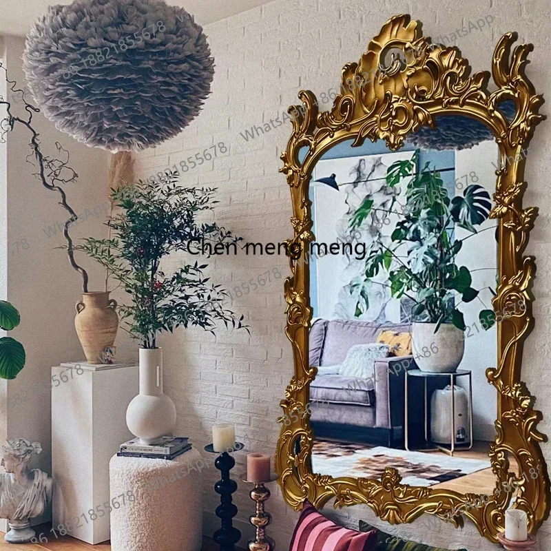 AB03  Oversize Nordic Designer Mirrors Quality Gold Frame House Floor Wall Mirrors Bedroom Art Full Body