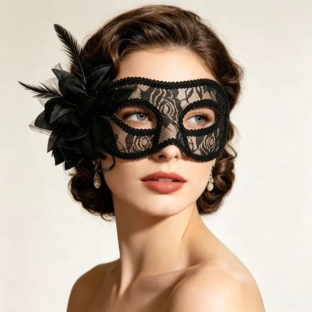Flower Half-Face Mask Seductive Style Cosplay Feather Mask Masquerade Fancy Prom Halloween Festival Party Mask Women's Event