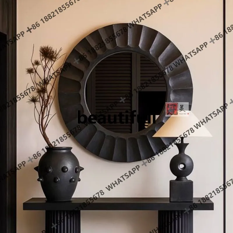 French light luxury, bathroom mirror, living room wall decorative mirror European round art makeup mirror