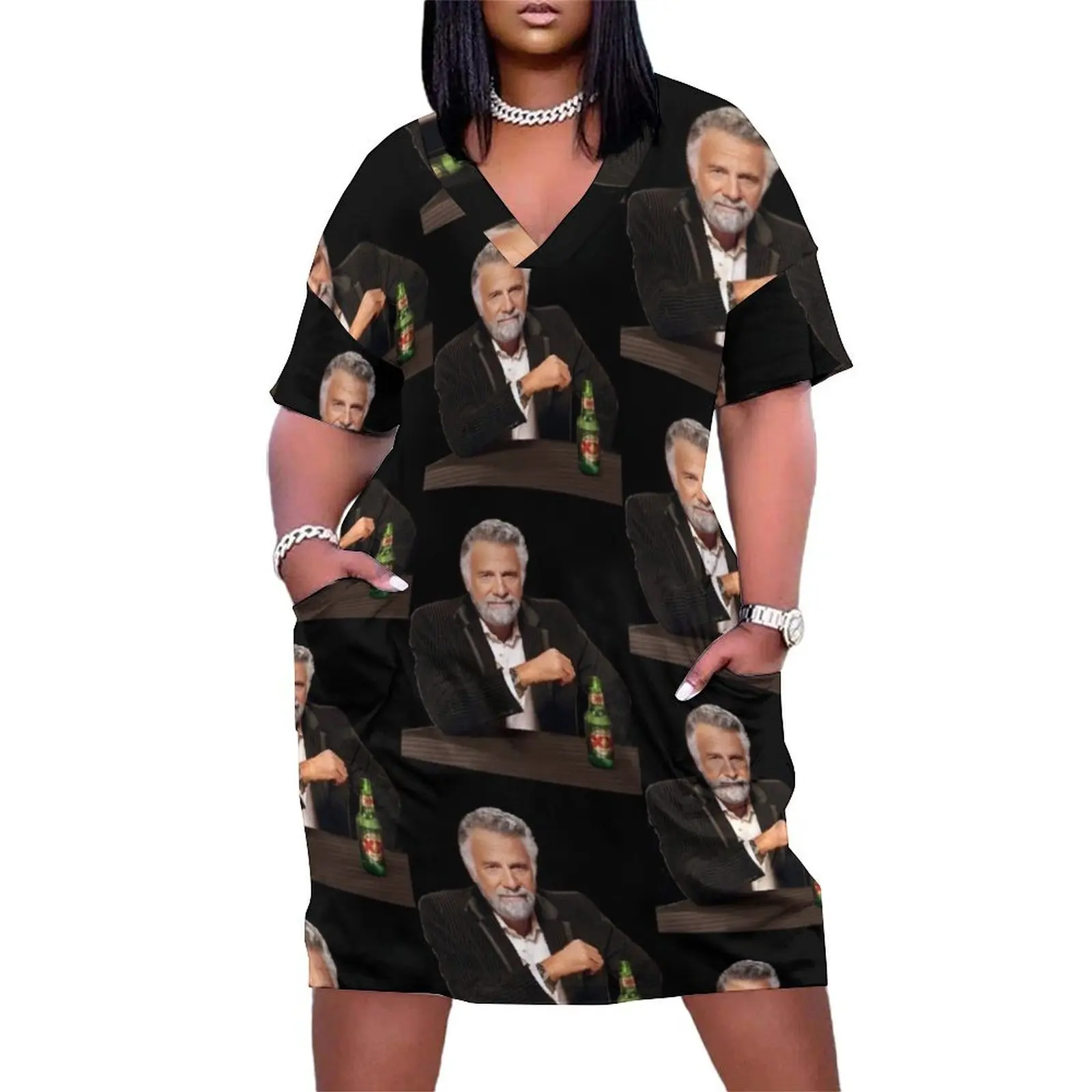 Dos Equis Man - The Most Interesting Man In The World Meme Loose Pocket Dress prom dress elegant and pretty women