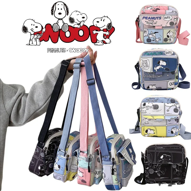 Snoopy Shoulder Bag Canvas Small Square Handbag Korean Style Student Versatile Women\'s Bag Letter Printed Crossbody Shoulder Bag
