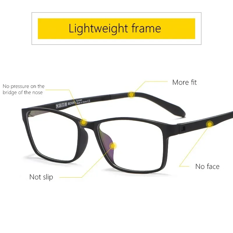 OLLYMURS ビジネスモダン TR90 超軽量スクエア光学フレーム快適な近視処方メガネ男性と女性の眼鏡