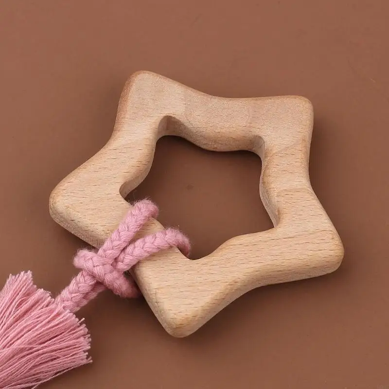 

E06F 3PCS Baby Rattle Teether Beech Pacifier Clips Chain Grab Shaking