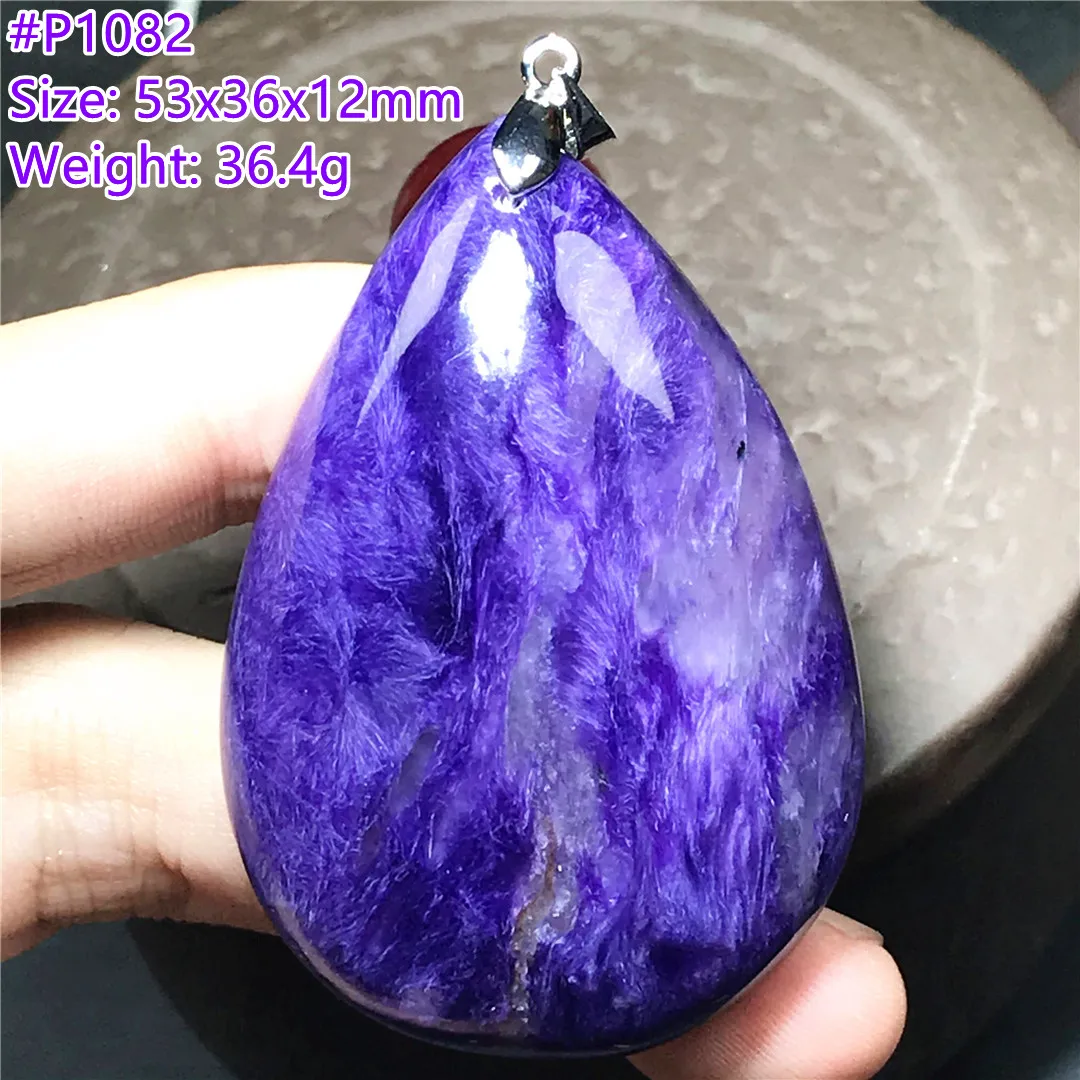 

Natural Purple Charoite Necklace Pendant Jewelry For Women Men Silver 53x36x12mm Beads Beauty Crystal Stone Reiki Gemstone AAAAA