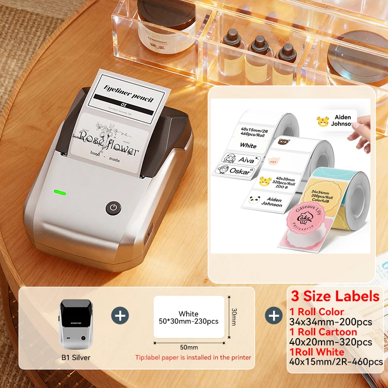 NIIMBOT B1 draagbare thermische printer met tapes 2-inch zelfklevende labelprinter Mini Bluetooth Sticker Maker Ondersteuning smartphones PC