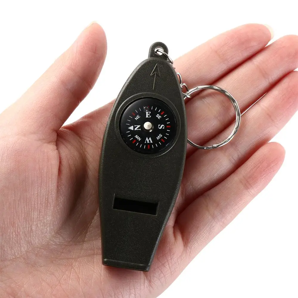 Safety 4 in 1 Emergency Whistle Multifunction Thermometer Survival Whistle Green Camping Tools Outdoor Whistle Outdoor Sports