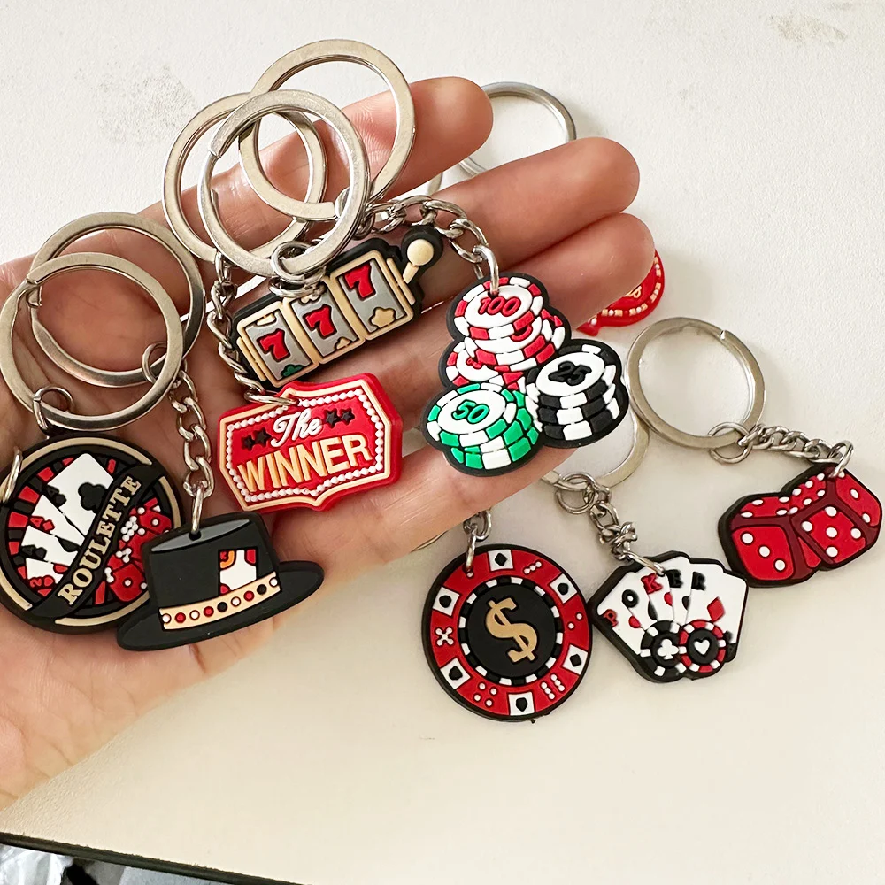 10 Pcs Casino Keychains Casino Poker Birthday themed Party Favor Supplies Las Vegas Party Favor Decorations Gifts