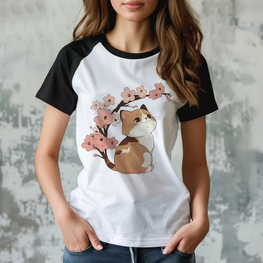 Cute Cat t-shirts women graphic funny Japanese Tee girl graphic harajuku 2000s clothes