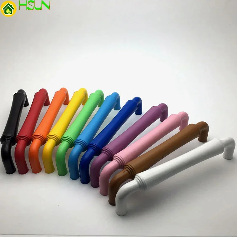 Cartoon black and white orange purple pink blue green color children's room clothes cabinet door 128mm hole handle drawer