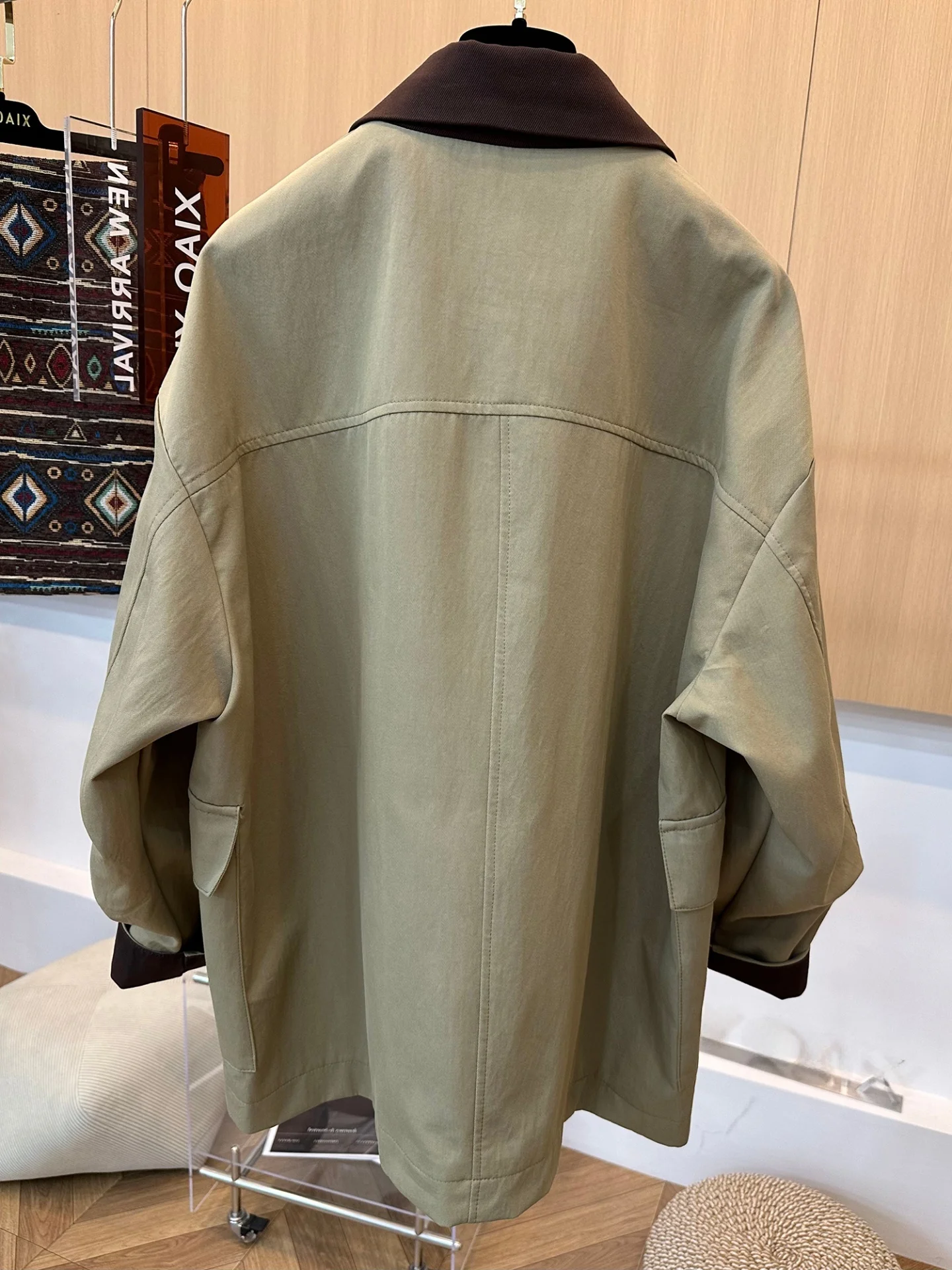 

Retro Color Blo Heavy Embellied Casual Loose Fit Collar Jaet for Men And Women Spring Autumn Versatile Trendy Top